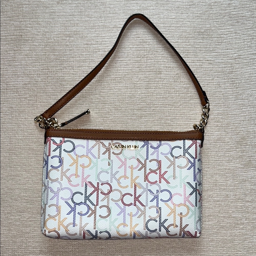 Calvin Klein White/Multi-Colored Shoulder Bag